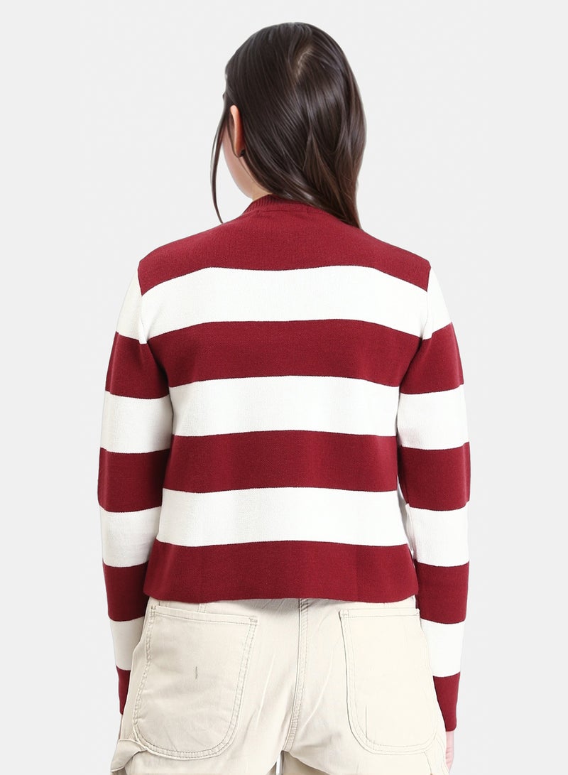 Ravin Women Long Sleeve Striped Knit Pullover - Image 2